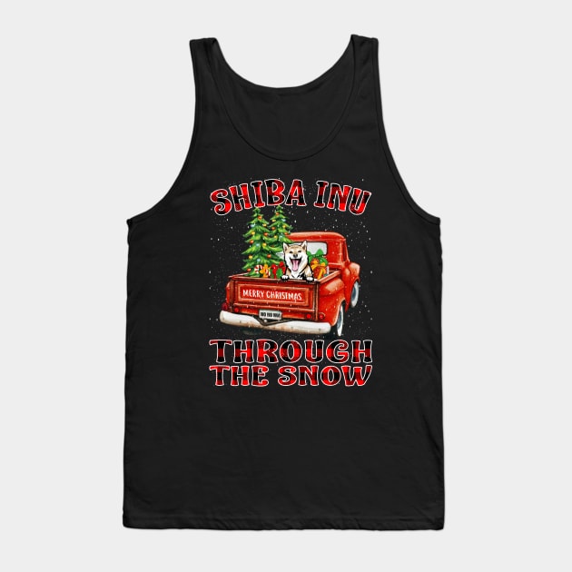 Christmas Shiba Inu Through The Snow Dog Santa Truck Tree Tank Top by intelus